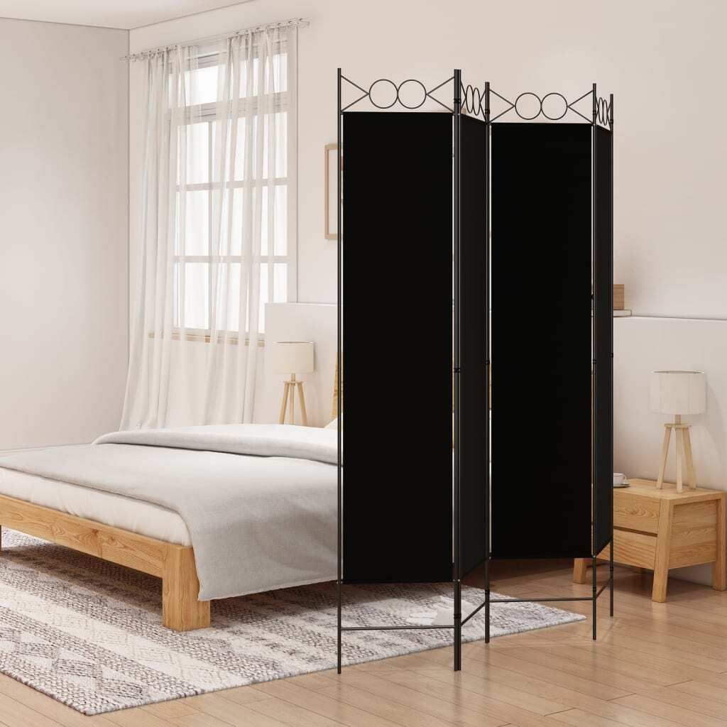 "im Angebot" 4-tlg. Paravent Schwarz 160x200 cm Stoff - Paravents CC15889