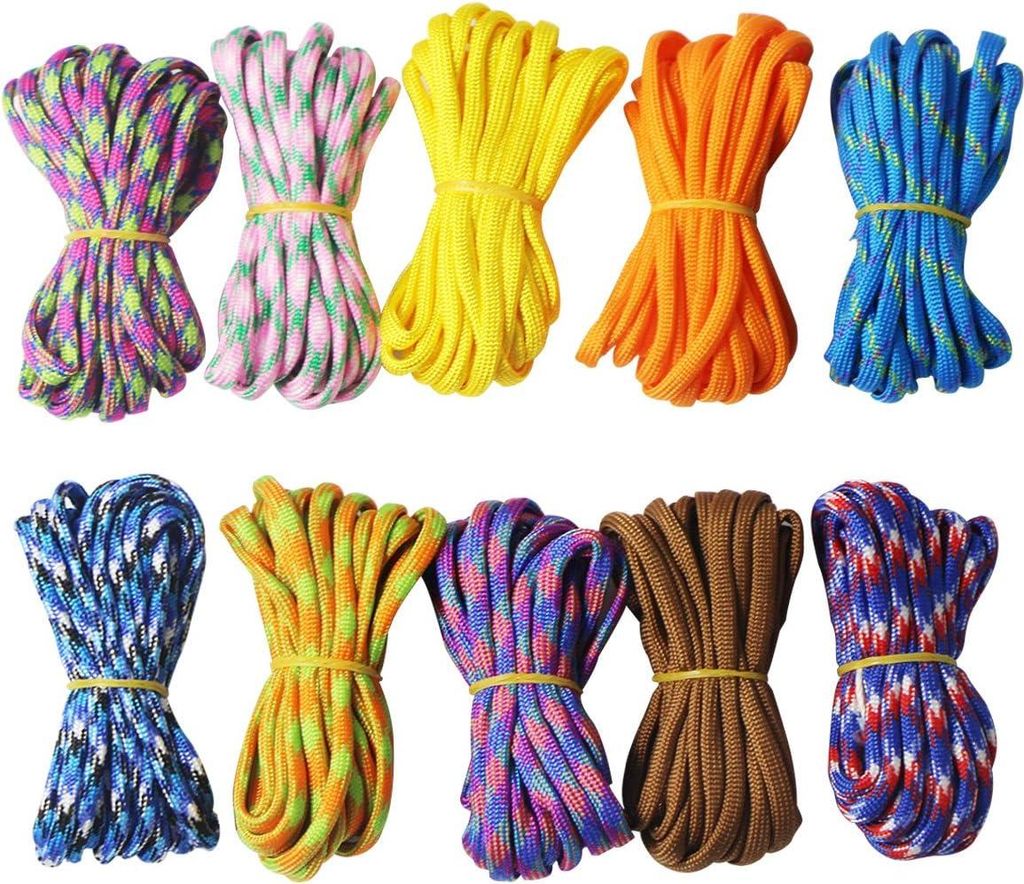 Allecto Plus - Paracordset - 10-teiliges Set für handgemachtes Gewebe - Schnüre für Armband und Schlüsselanhänger - Bunt - DIY - 10 Stück