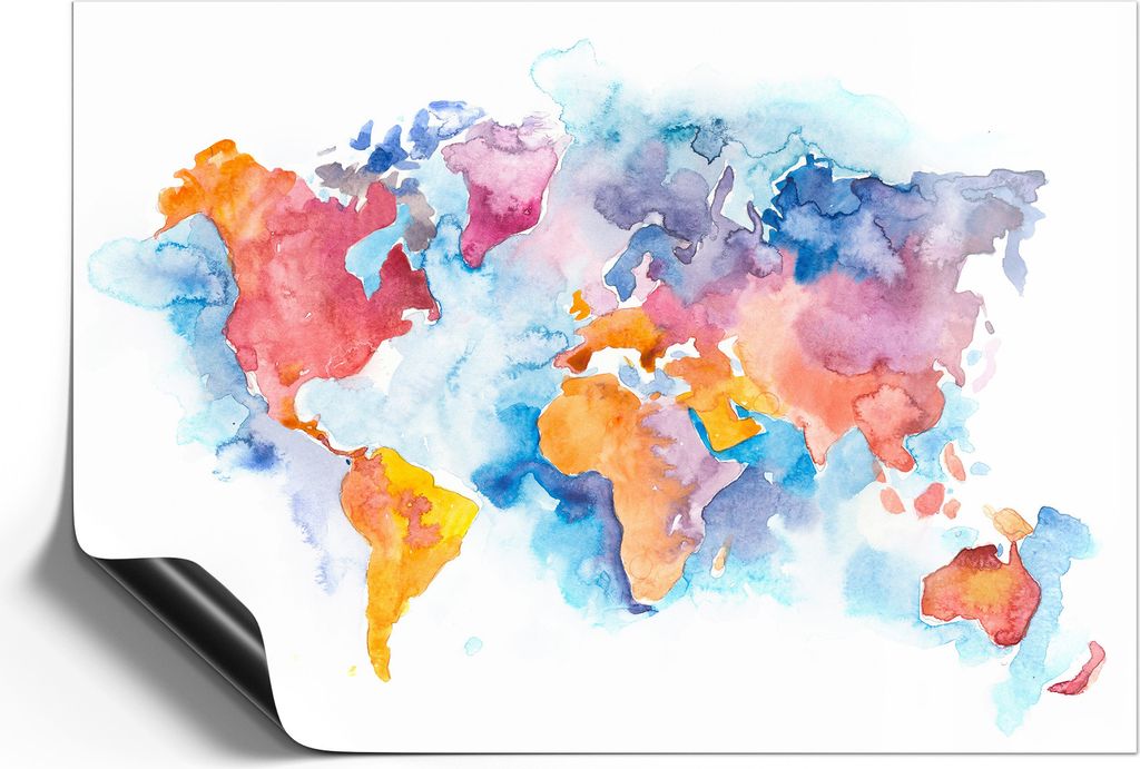 DEQORI Magnetmatte Universal 59x42 cm (A2) 'Welt in Aquarell' Magnetfolie Kalender Planer