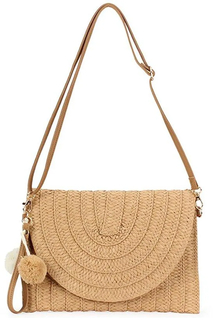 Petite pochette tissée et sac de mariage marron clair pour cérémonie
