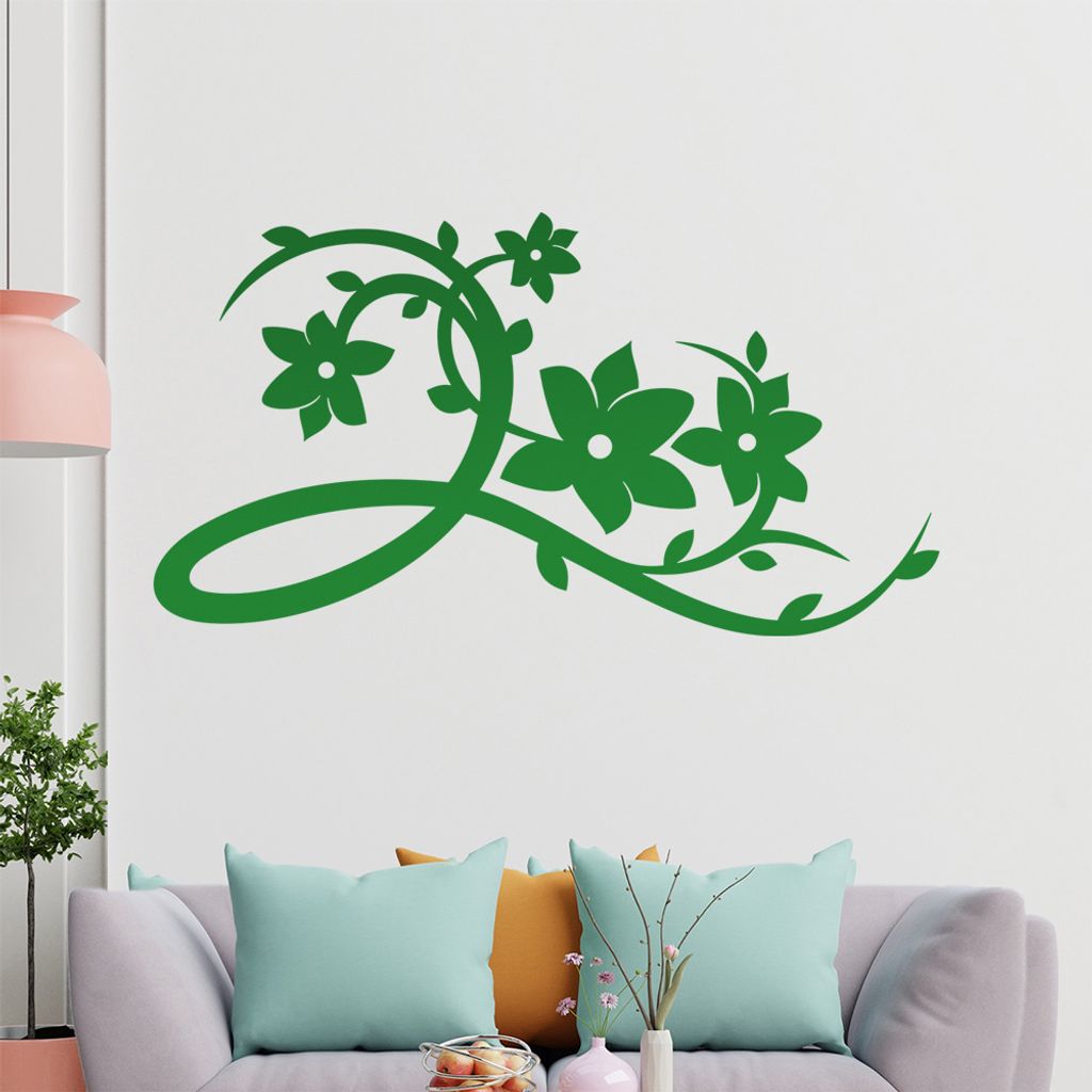 Schöne Blüten Ranke Wandtattoo in 6 Größen - Wandaufkleber Wall Sticker - Dekoration, Küche, Wohnzimmer, Schlafzimmer, Badezimmer
