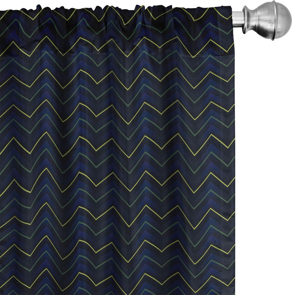 ABAKUHAUS Dunkelblau Vorhänge, Gardinen, Modernes geometrisches Muster mit Neon angetroffenen Chevron Zickzack Lines, 2 Stück 75 x 225 cm, Dunkel...