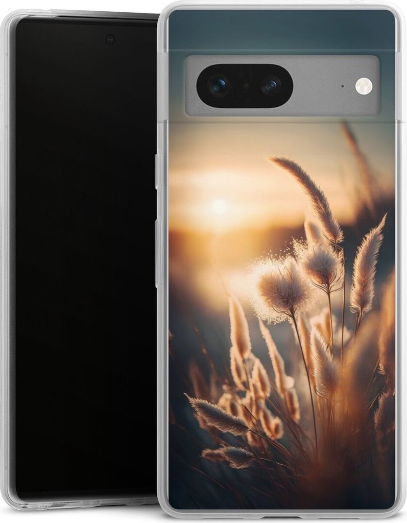 DeinDesign Slim Hülle für Google Pixel 7 Silikon Case Ultra Dünn Handyhülle Natur Sonne Pampasgras