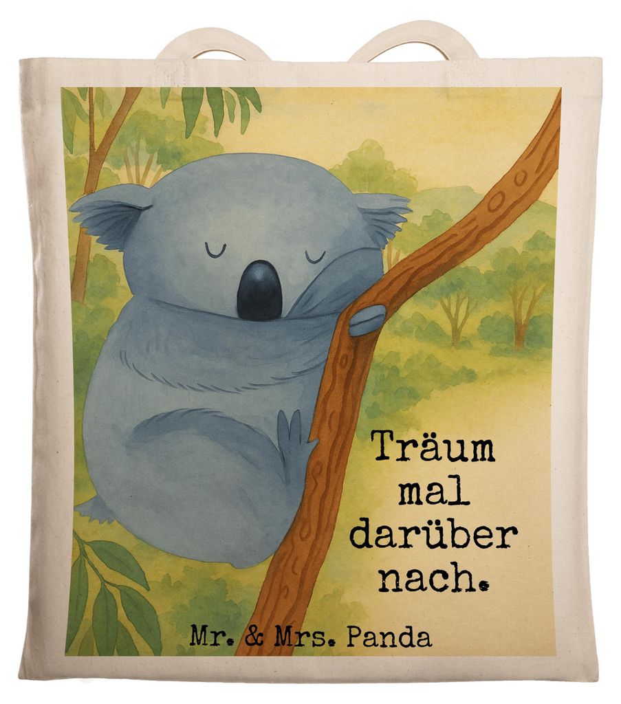 Mr. & Mrs. Panda Tote Bag Koalabär Design - Weiß - Geschenk, schlafen, Schultasche, Bär, Träumen, Tasche, Koala, Jutebeutel, Jutetasche, Trauml...