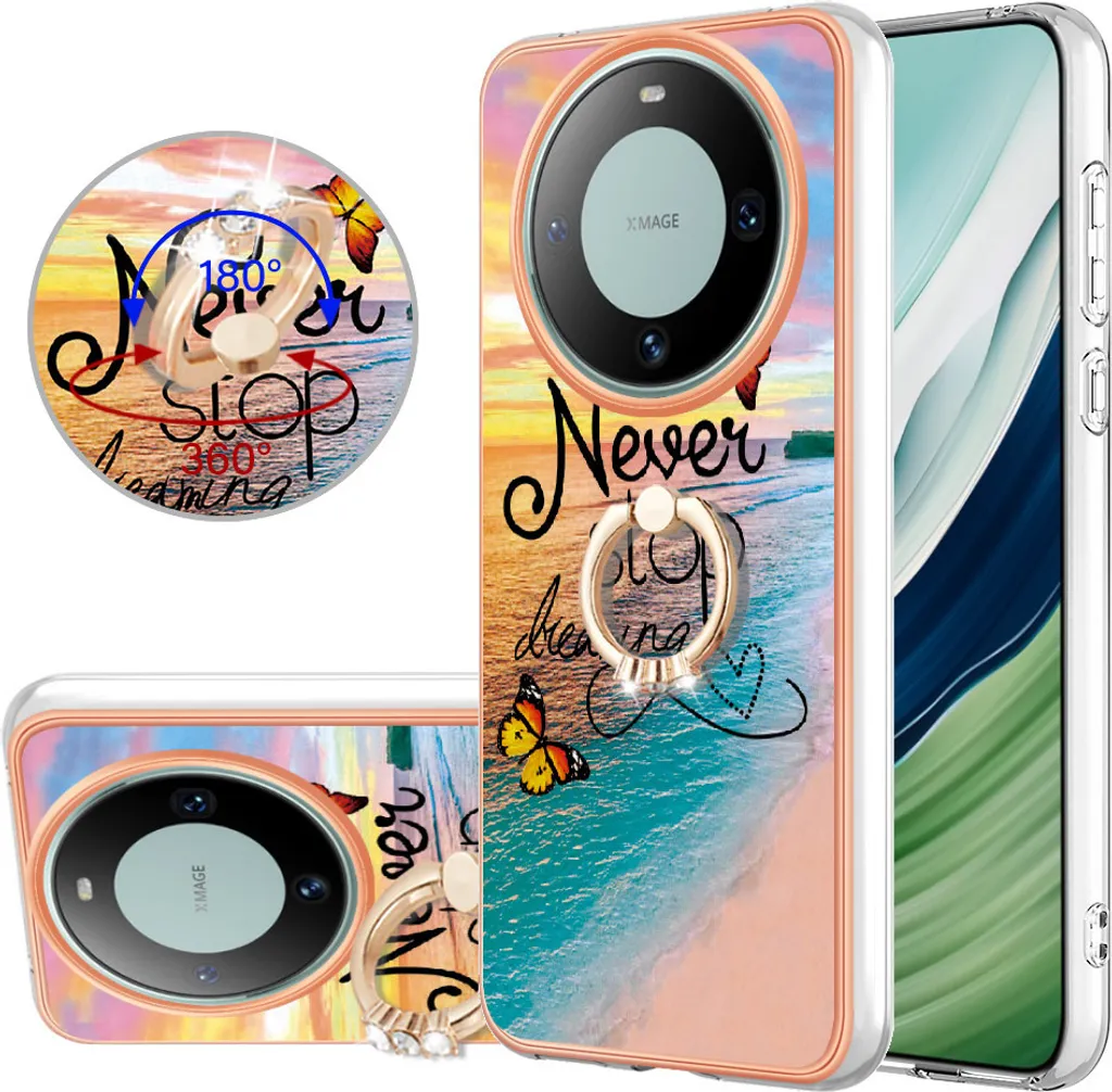 Cover Huawei Mate 60 con Anello Oro | Protezione TPU che Spacca
