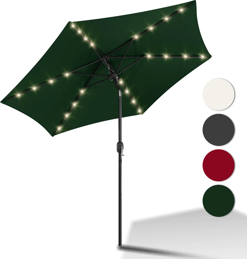 Ombrellone da Giardino Hengda 2.7m Verde LED - Sicuro per Famiglie