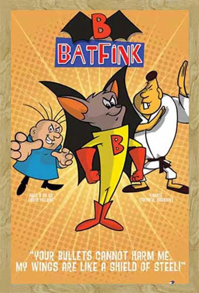 Affiche Batfink Orange avec Cadre MDF Hêtre Shinsuke et Vitre Acrylique