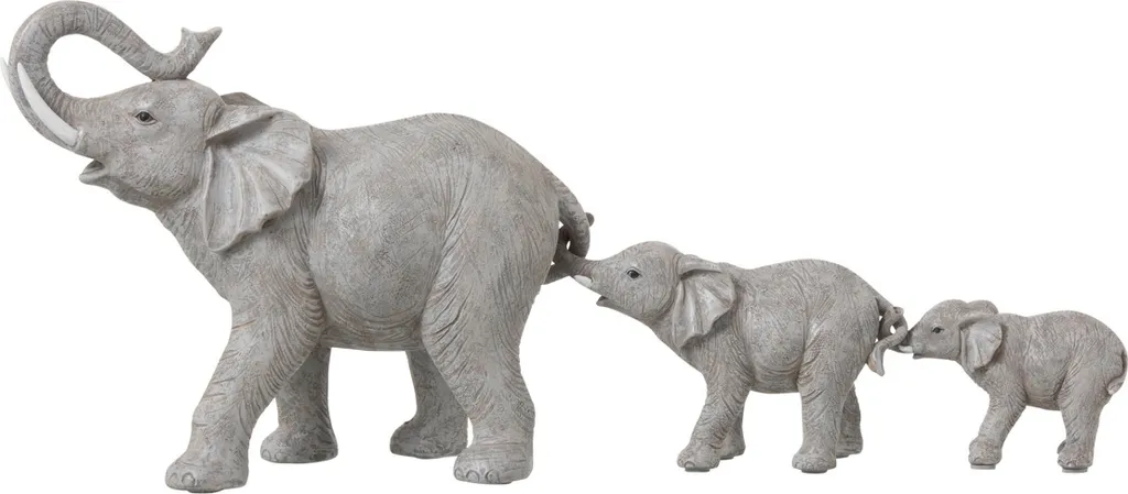 Sculpture Éléphants J-Line : Sublimez votre Intérieur Gris Moderne