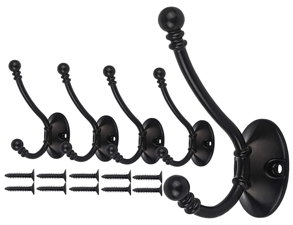 Patère murale noire vintage pour porte et armoire : rangement en métal
