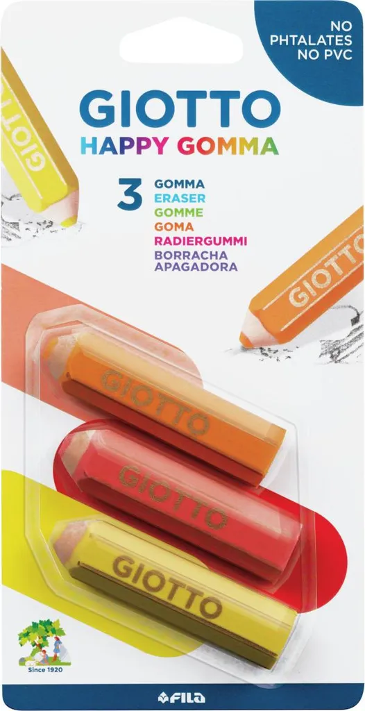 Giotto Happy Gomma 3 Pezzi - Le Gomme che Cancellano Davvero!