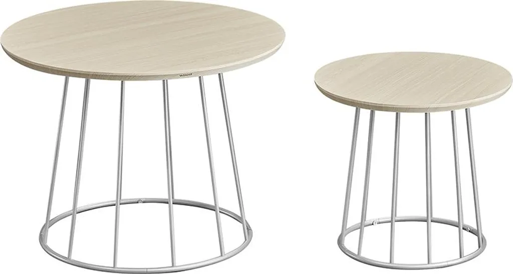Tables basses gain de place : ensemble de 2 pièces en acier beige naturel