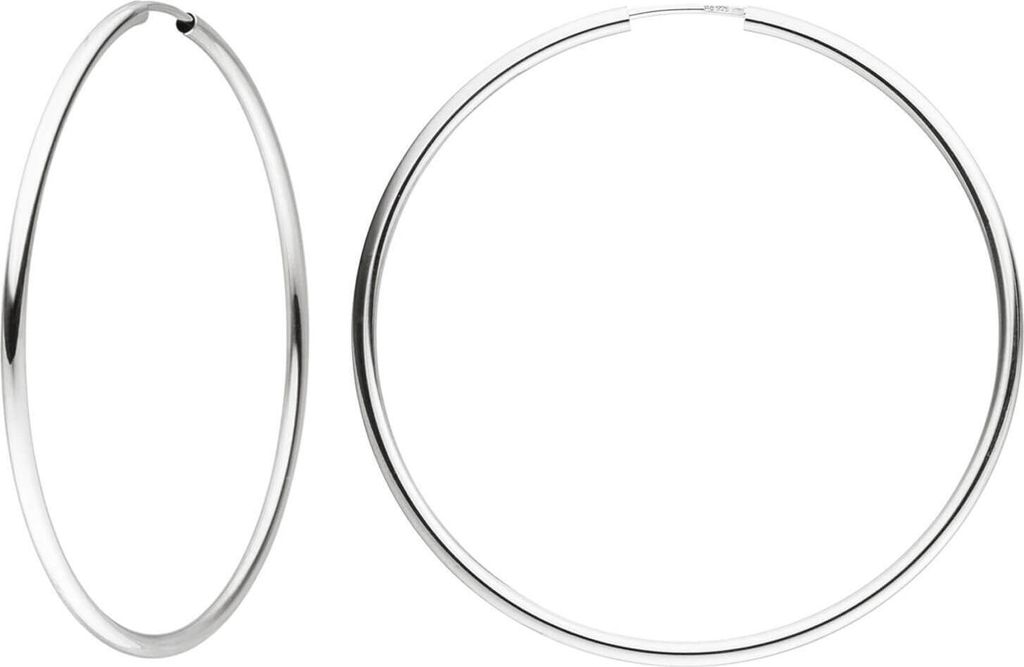Paar Creolen 48x1,8mm aus 925 Silber Ohrringe rund glänzend rhodiniert Damen