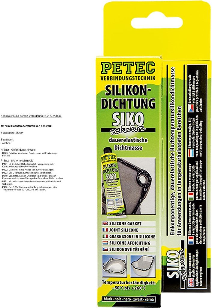 4x 200 ml PETEC SILIKONDICHTUNG MATIC SCHWARZ DICHTMASSE DICHTSTOFF KFZ HOBBY