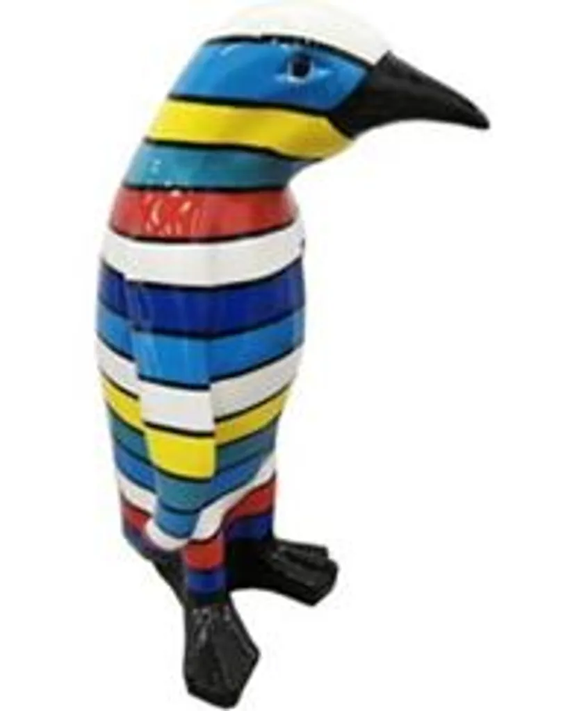 Statue de Pingouin Design Moderne de 40cm - Objet Déco Coloré Peint