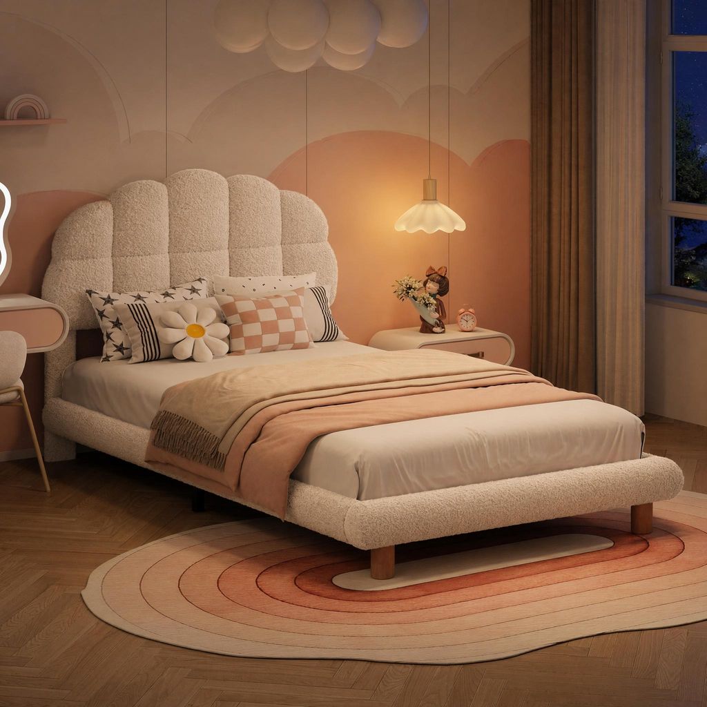 UnboxG Lit simple 90x200 cm,Lit rembourré avec tête de lit Image du produit 