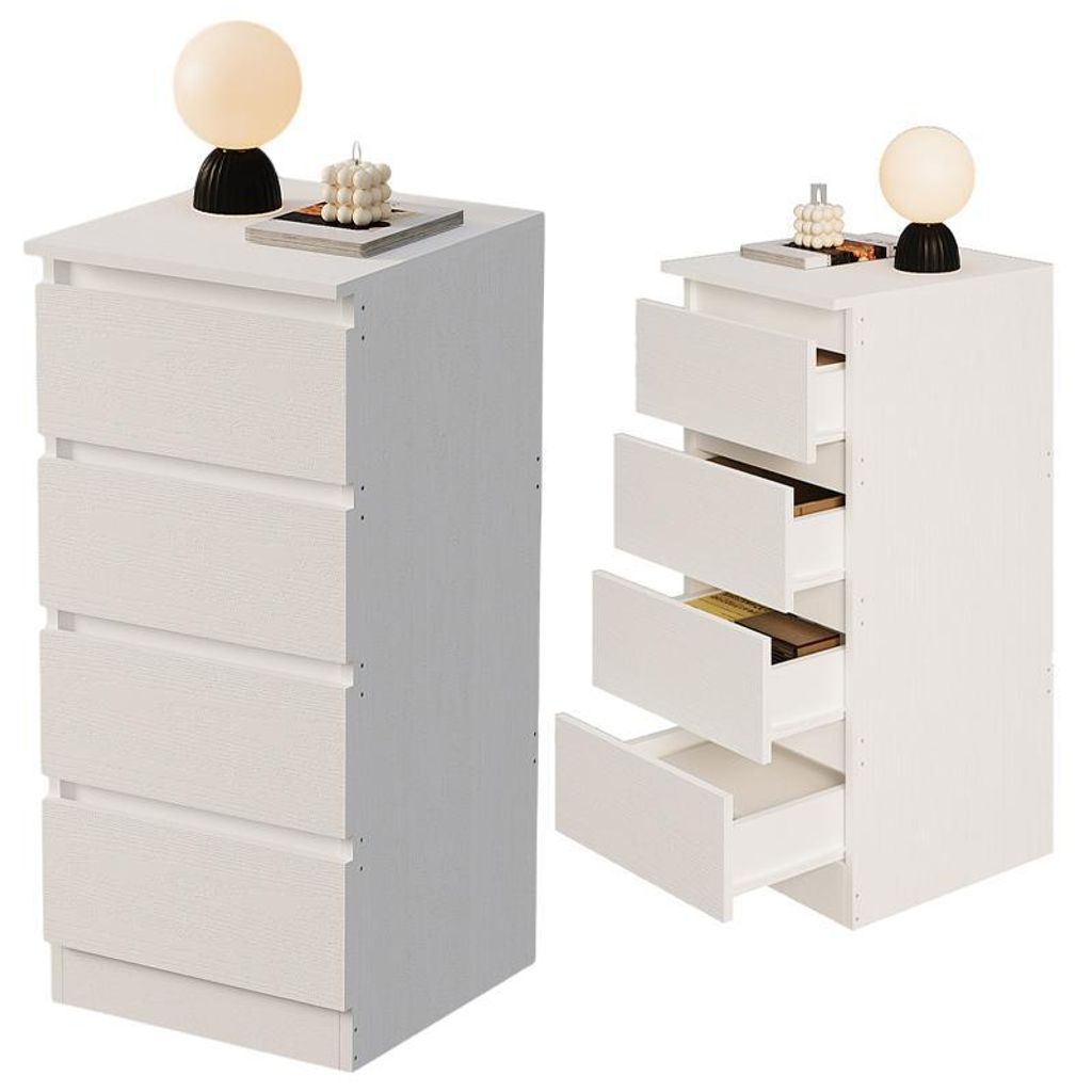 weiße kommode mit schubladen für schlafzimmer und wohnzimmer im modernen loft-stil, 90 cm