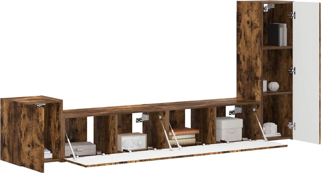 Cloris Designermöbel TV-Schrankset 3 pcs - Montage erforderlich - Geräucherte Eiche Holzwerkstoff - 2026Neu254538 - TV-Schränke