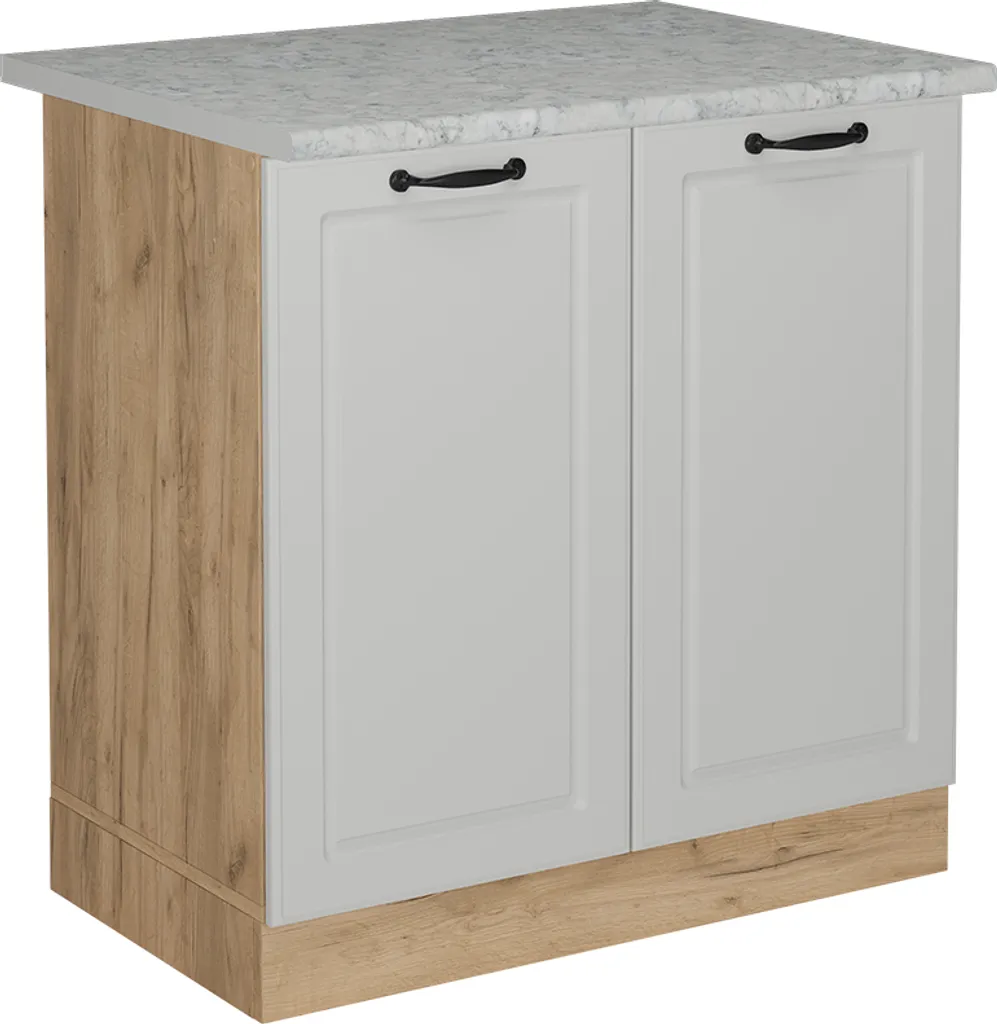Vicco R-Line Meuble Sous-Évier 80cm Blanc Campagne avec Plan de Travail