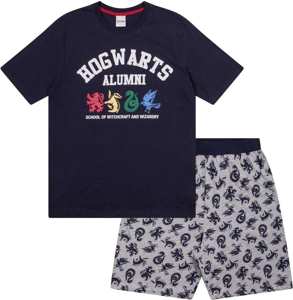 Harry Potter - "Hogwarts Alumni" Schlafanzug mit Shorts für Jungen GF1125 (98) (Dunkles Marineblau)