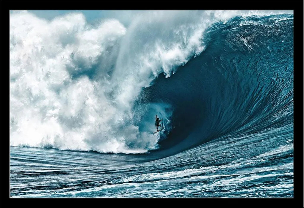Tableau Shinsuke® Big Wave : Poster et cadre amovible en bois MDF noir