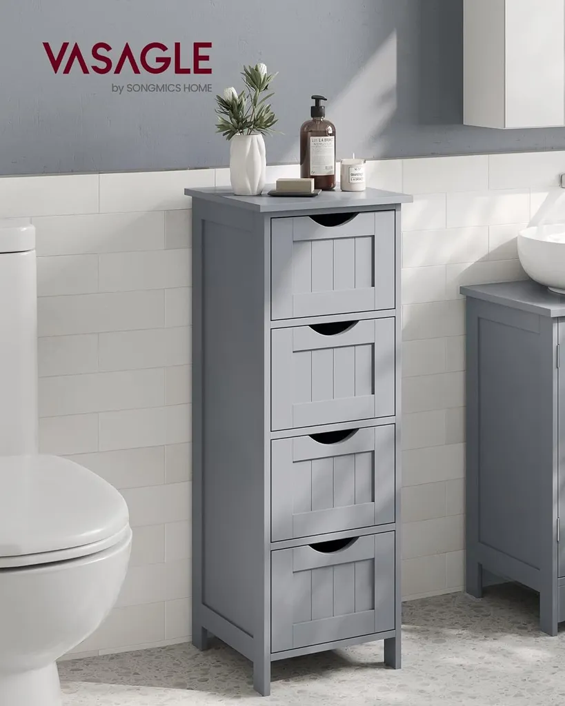 Petit Meuble de Rangement pour Salle de Bain et Cuisine 4 Tiroirs Pratique