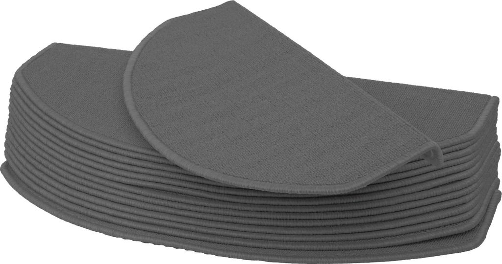 15er-Set Stufenmatte HWC-G49, Treppenteppich Treppenschutz Treppenmattenset, 65x25cm halbrund, grau