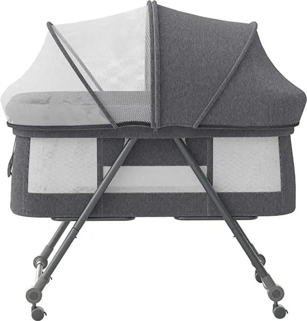 Lit de voyage pliant Bravo Confort gris avec roues silencieuses 120x60