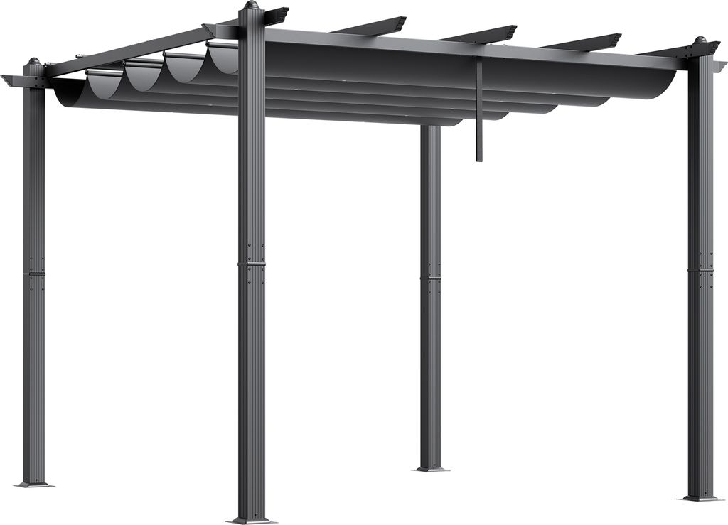 SucceBuy 10'x10' einziehbare Pergola für den Außenbereich mit Überdachung, aus Aluminium gefertigt, moderner Sonnenschutz für Terrassen, Gärte...