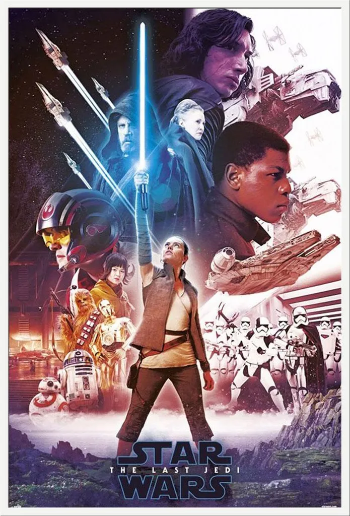 Déco Murale Star Wars Les Derniers Jedi Sabre Bleu Poster Cadre Shinsuke