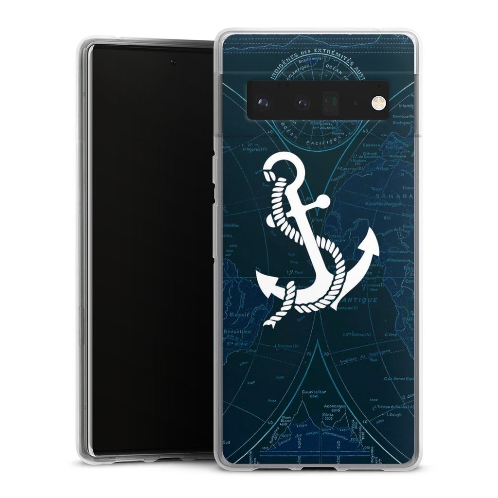 DeinDesign Handyhülle für Google Pixel 6 Pro Silikon Hülle Case Smartphone Schutzhülle Anker Landkarte Segeln
