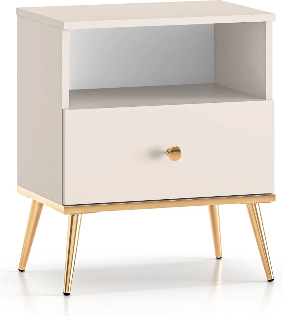 Comodino Design LUNA Beige Oro: Eleganza Esclusiva per Camera da Letto - 3