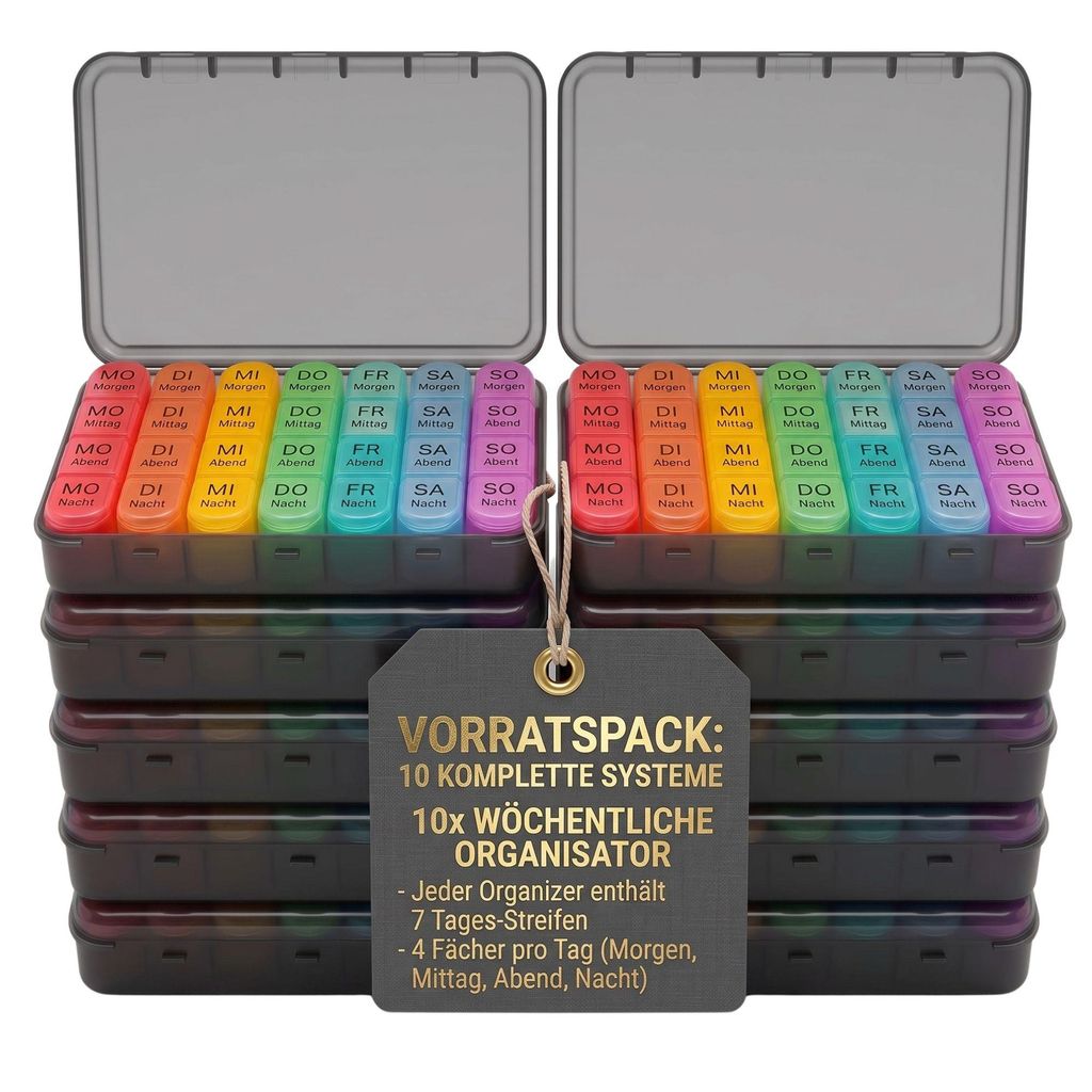 BigDean 10 Stück Tablettenbox 7 Tage Vorteilspack | Produktbild 