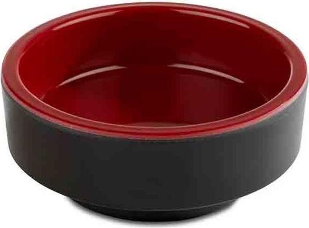 APS 15467 Schale / Bento Box ASIA PLUS, Ø 7,5 cm, Höhe 3 cm, Melamin, schwarz matt/rot glänzend