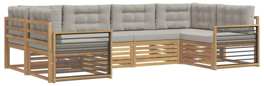 vidaXL Outdoor-Sofagarnitur mit Kissen 6 pcs Weiß und Hellgrau