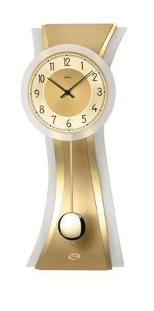AMS 7267 Horloge murale à quartz avec pendule dorée au design galbé