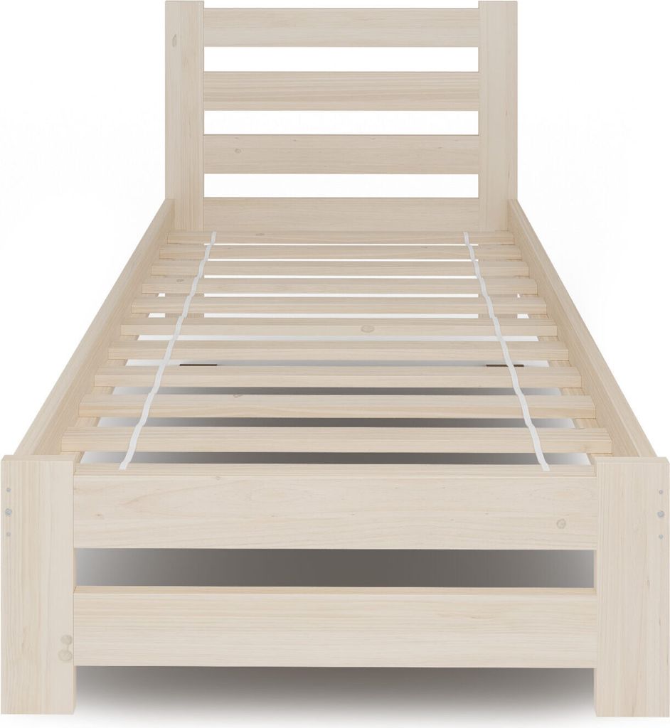 Holzbett 100x200 cm mit Lattenrost Modern Bett Bed Kiefer Produktbild 