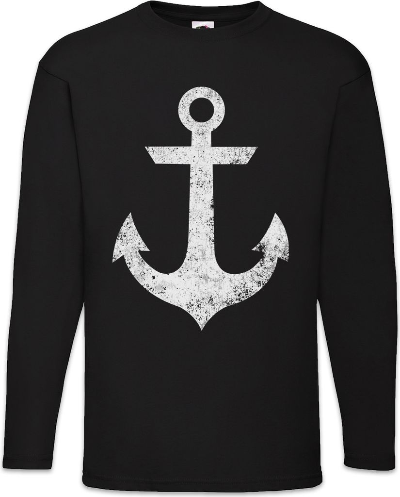 Urban Backwoods Oldschool Anchor Vintage Logo II, Langarm T-Shirt, Farbe: Schwarz, Größe: XL