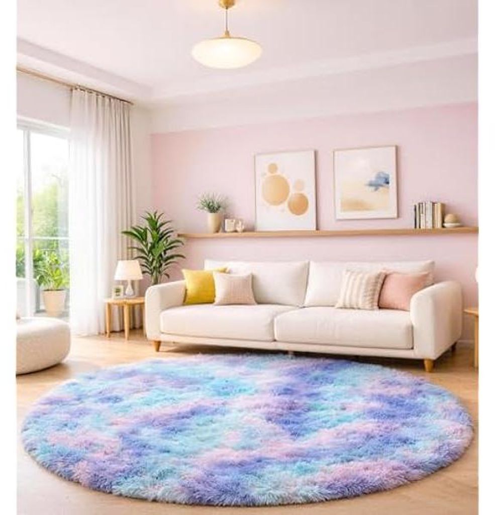 Kulatý koberec do obývacího pokoje, průměr 150 cm, modrá a Obrázek produktu 