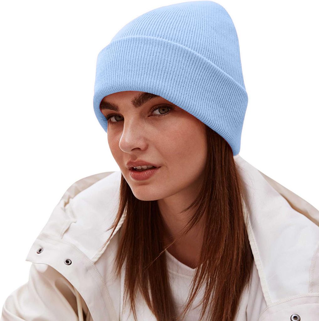 Beechfield Uni Strickmütze für Erwachsene BC3954 (Einheitsgröße) (Himmelblau)