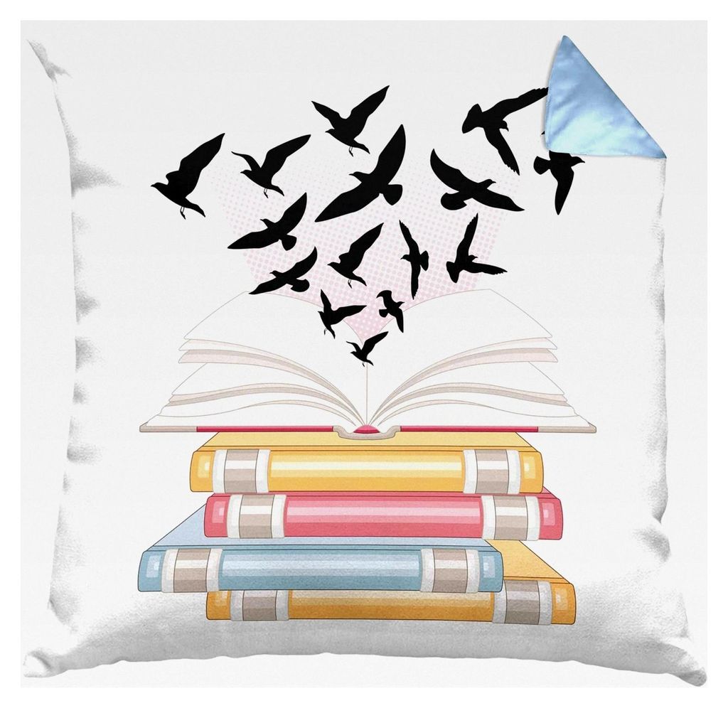 Kissen für Bücherliebhaber mit Füllung 40x40 (Blau)
