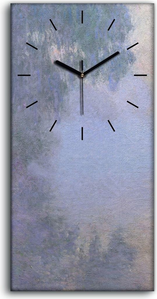 Wandkunst Leinwand Bild Uhr Geräuschlos Kunstdruck 30x60 Vormittag an der Seine - schwarze Hände