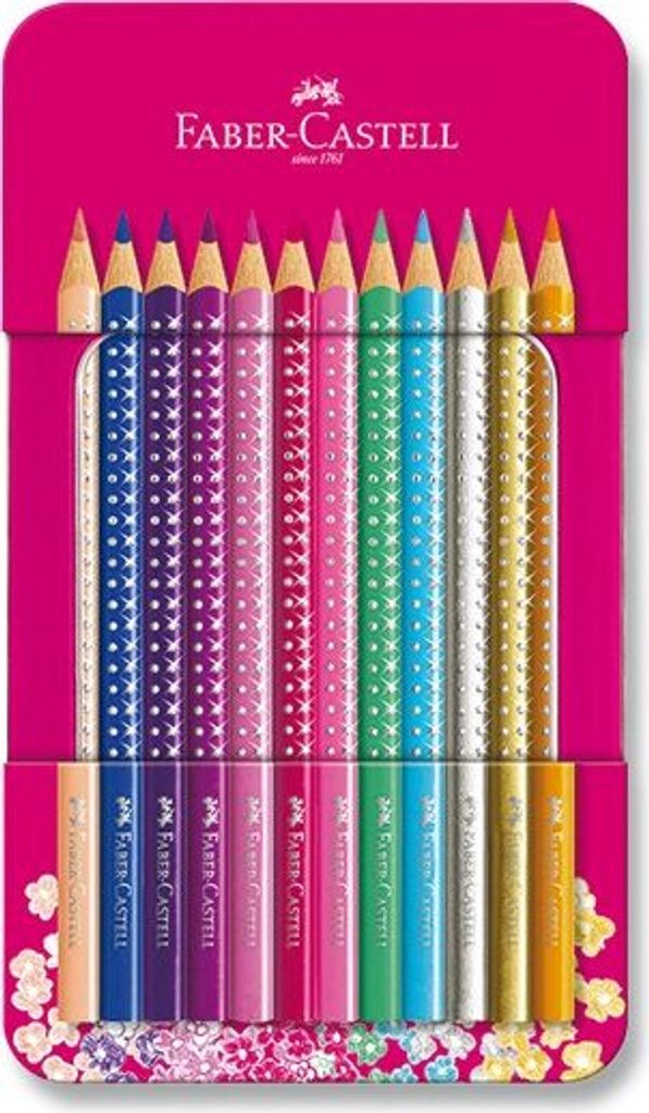 FABER-CASTELL Dreikant-Buntstifte GRIP SPARKLE 12er Etui