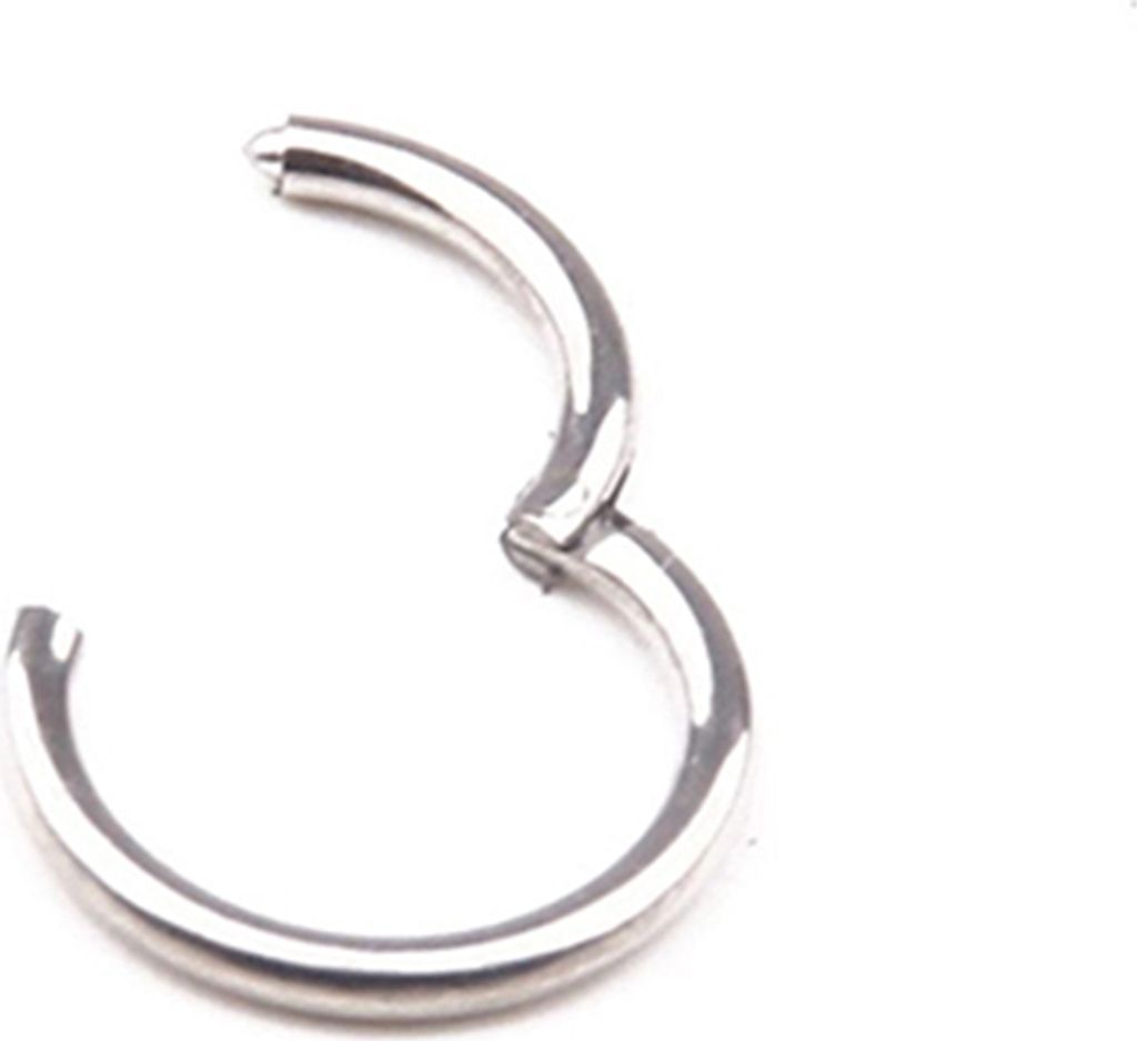 1 Stück 16G 14G Scharnier-Segment-Reifenring aus Edelstahl für Lippen, Nase, Septum-Silber,1.2mm*10mm
