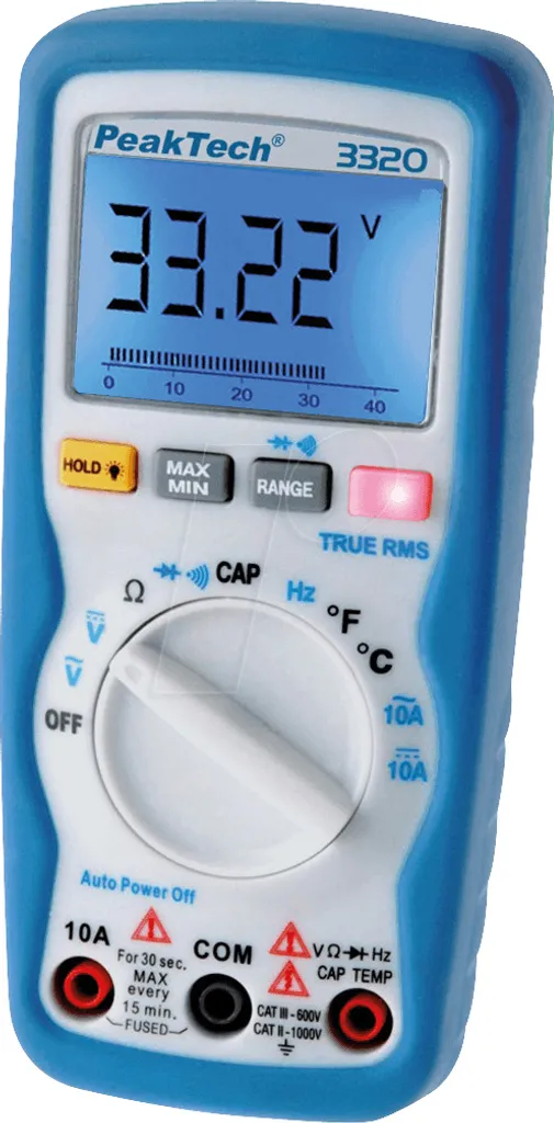 Testeur électrique multimètre digital 600V TRMS PeakTech 3320 10A LCD - 5