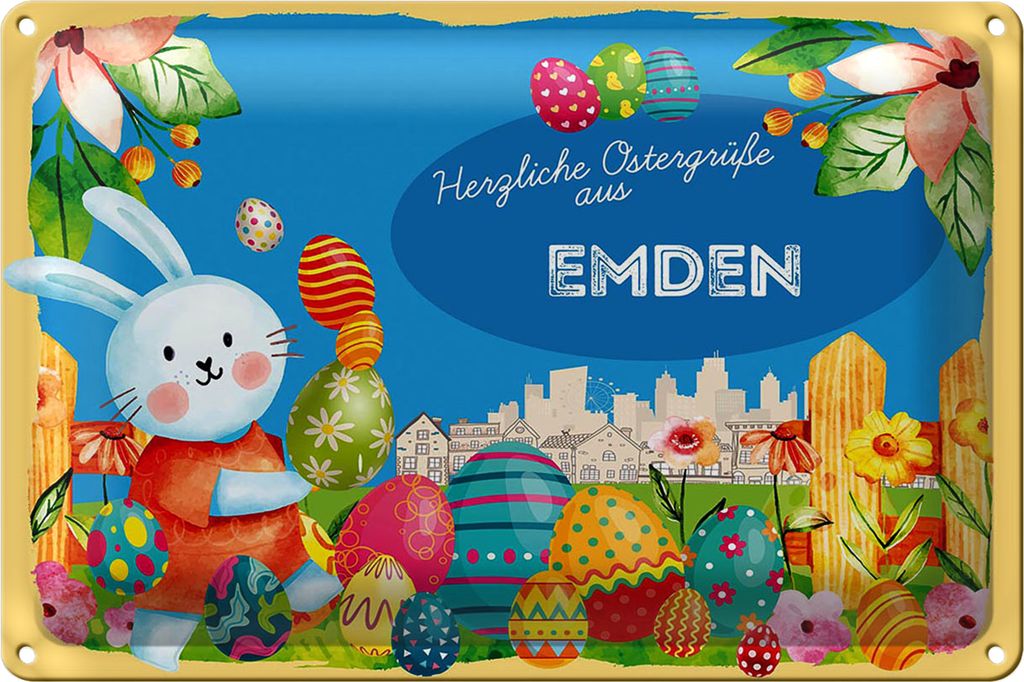 Blechschild Ostern Ostergrüße 18x12cm EMDEN