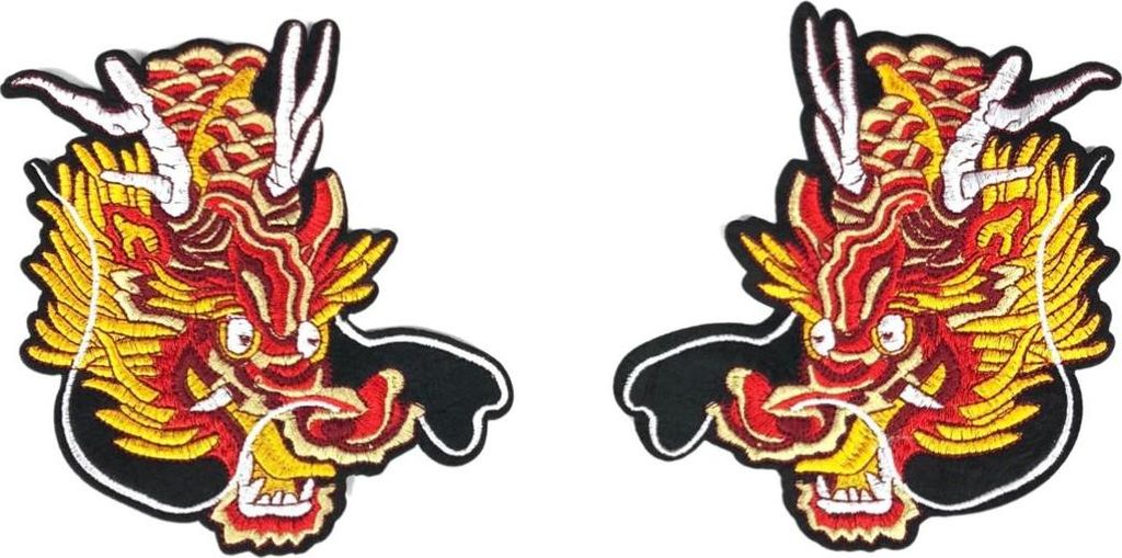 Drachen-Drachen-Emblem-Patch-Set zum Aufbügeln, L+R