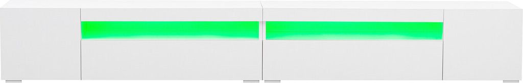 Weißer moderner TV-Schrank, helles Panel, variable LED-Beleuchtung, Wohn- und Esszimmer 240cm Glänzendes Panel