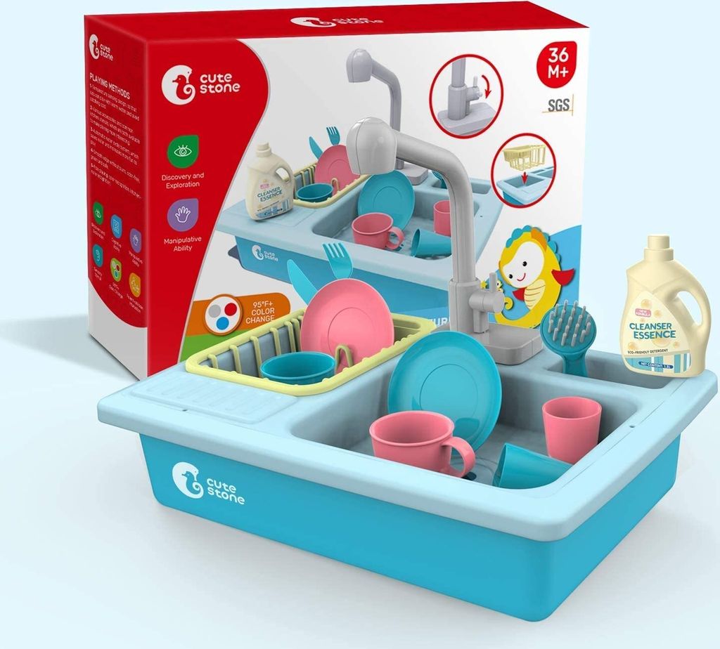 CUTE STONE Küchenspüle Spielzeug Set mit Warmwasserhahn Produktbild 7