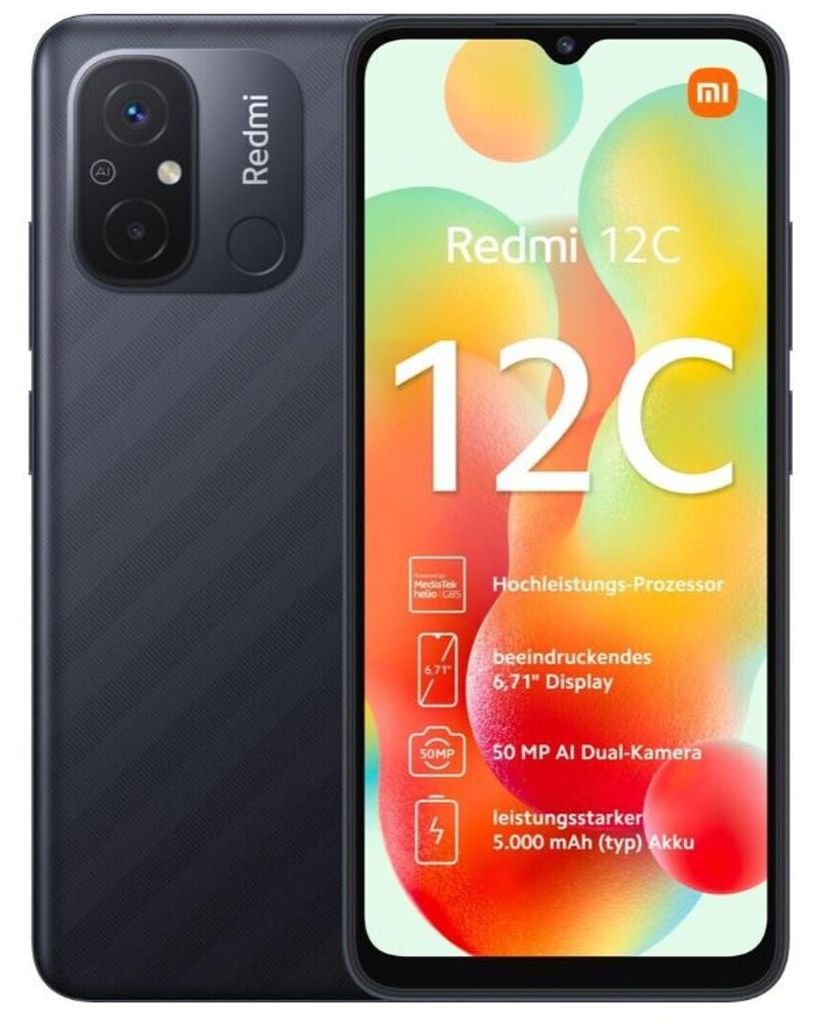 Xiaomi Redmi 12C 64 GB + 3 GB Dual-Sim Grafitowo-szary Zdjęcie produktu 