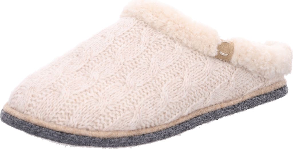 Rohde Damen Pantoffel Hausschuh Filz Decksohle Leder Strickmuster Lucca-D 6829, Größe:40 EU, Farbe:Beige